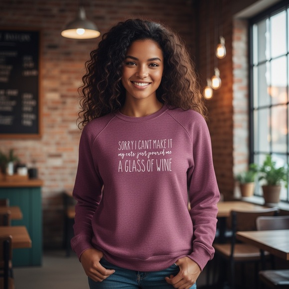 Time and Tru Tops - Time and True Burgundy hoodie for cats and wine lovers